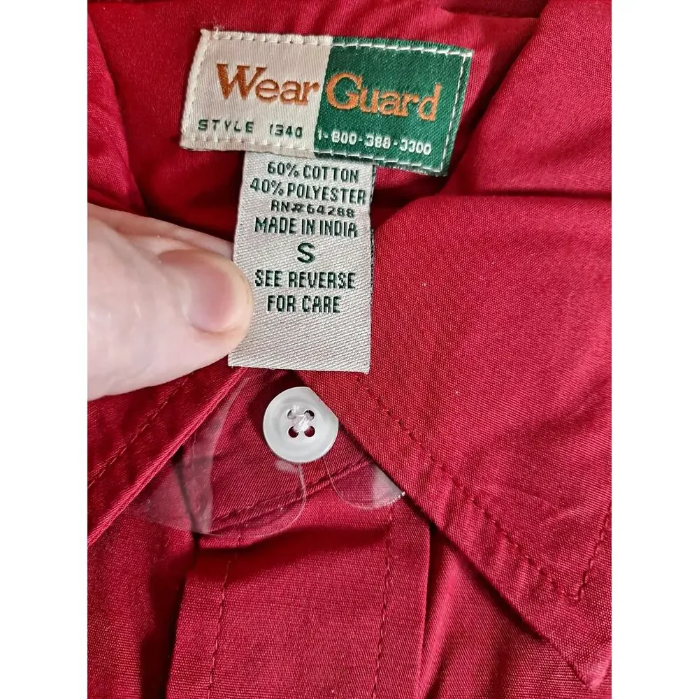 Wear Guard Men's Red Long‎ Sleeve Casual Button Down Shirt Size S